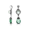 Wholesale silver pendant with Mabe pearl and green quartz drop, handcrafted in Bali.