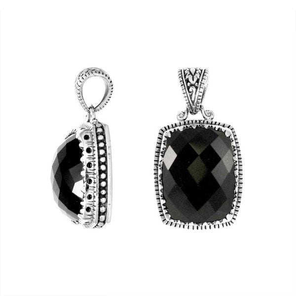 AP-6141-OX Sterling Silver Cushion Shape Pendant With Black Onyx Jewelry Bali Designs Inc 