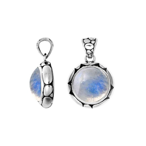 AP-6144-RM Sterling Silver Pendant With Rainbow Moonstone Jewelry Bali Designs Inc 