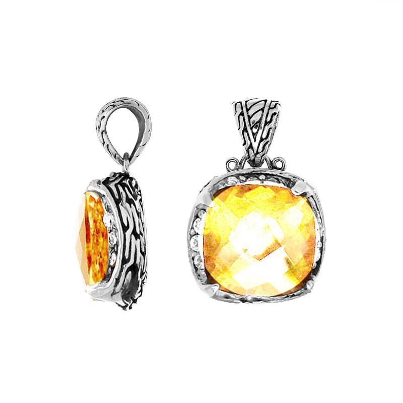 AP-6145-LQ Sterling Silver Pendant With Lemon Quartz Jewelry Bali Designs Inc 