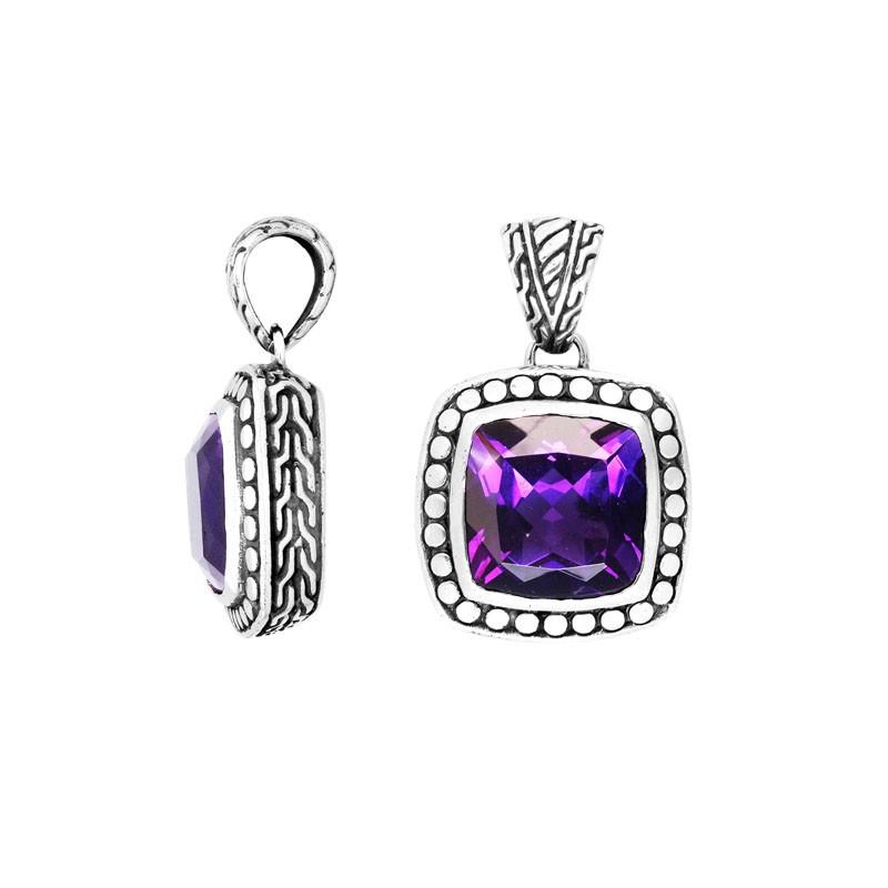 AP-6146-AM Sterling Silver Pendant With Amethyst Q. Jewelry Bali Designs Inc 