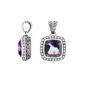 Mystic Topaz Quartz cushion pendant in sterling silver with Balinese handcrafted detailing, wholesale jewelry.