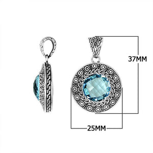 Wholesale sterling silver pendant with Blue Topaz Quartz, handcrafted in Bali.