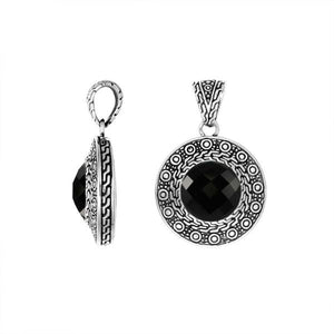 Wholesale Black Onyx Pendant in 925 Sterling Silver handcrafted in Bali with Balinese artisan design