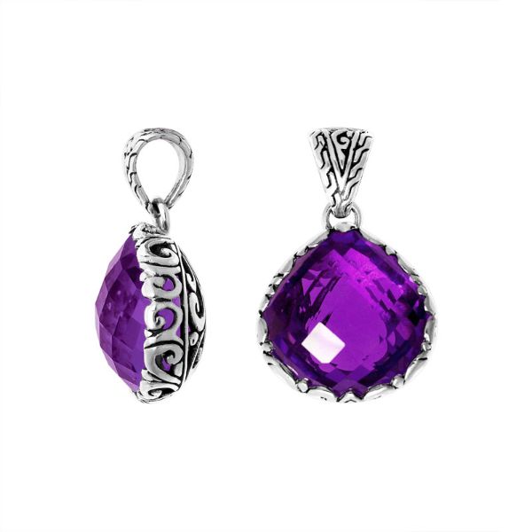 AP-6148-AM Sterling Silver Pendant With Amethyst Q. Jewelry Bali Designs Inc 