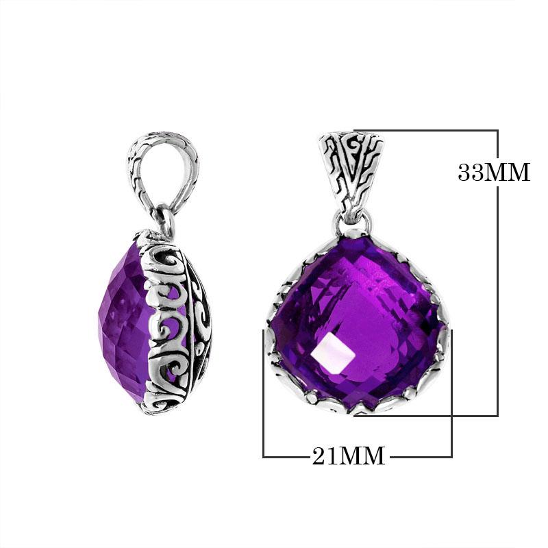 AP-6148-AM Sterling Silver Pendant With Amethyst Q. Jewelry Bali Designs Inc 
