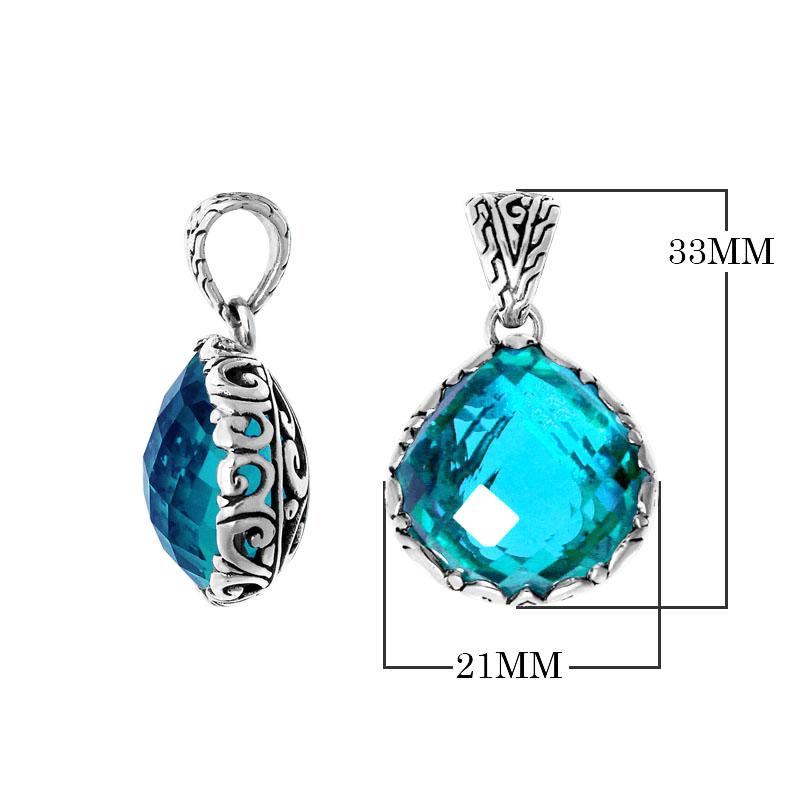 AP-6148-BT Sterling Silver Pendant With Blue Topaz Q. Jewelry Bali Designs Inc 