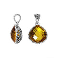 Wholesale Citrine Quartz 925 sterling silver pendant with cushion cut faceted stone, handcrafted in Bali