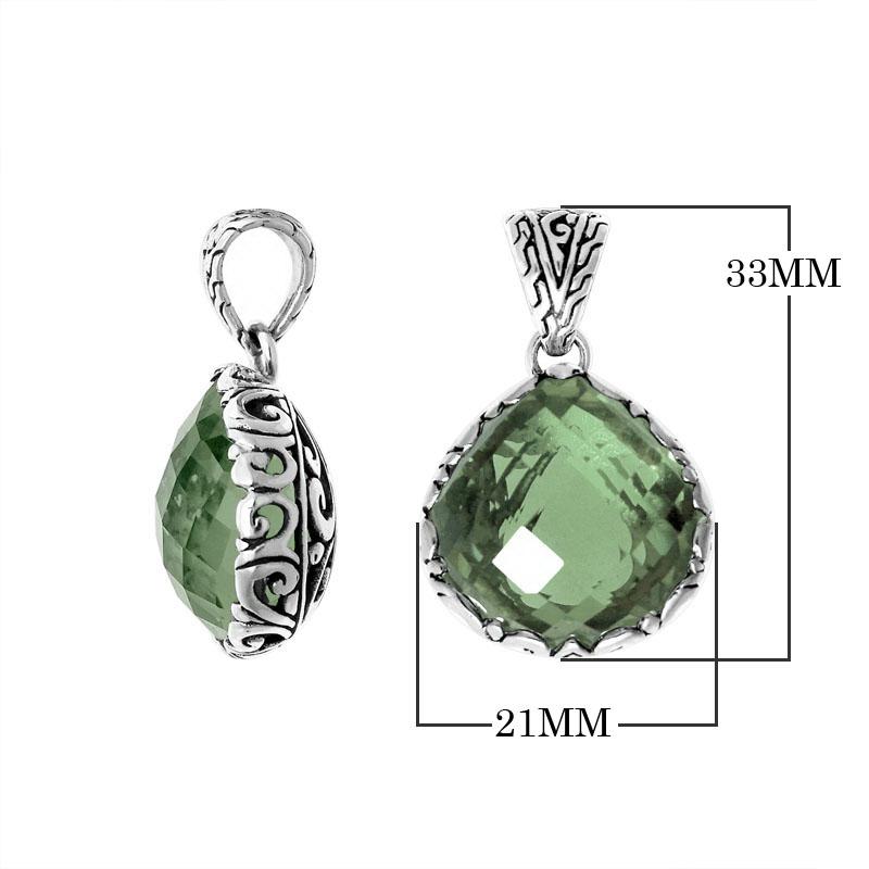 AP-6148-GAM Sterling Silver Pendant With Green Amethyst Q. Jewelry Bali Designs Inc 