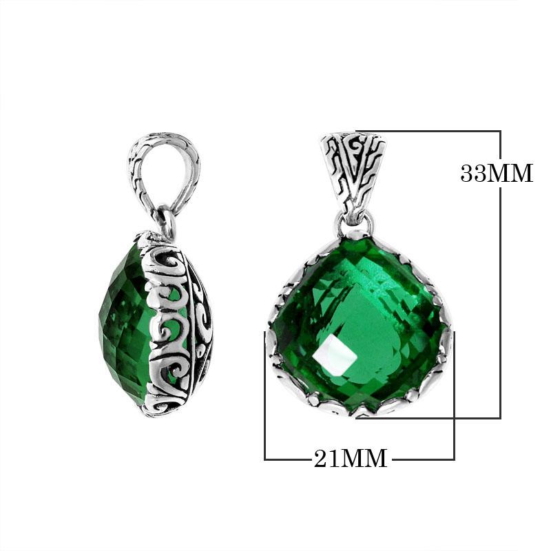 AP-6148-GQ Sterling Silver Pendant With Green Quartz Jewelry Bali Designs Inc 