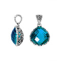 Wholesale London Blue Topaz Quartz sterling silver pendant handcrafted in Bali with ornate Balinese detailing.