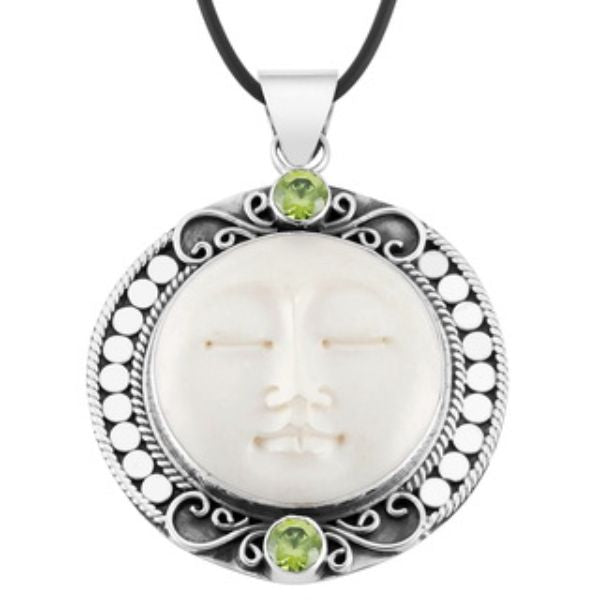 AP-6149-CO1 Sterling Silver Pendant With Peridot Q. & Bone Face Jewelry Bali Designs Inc 