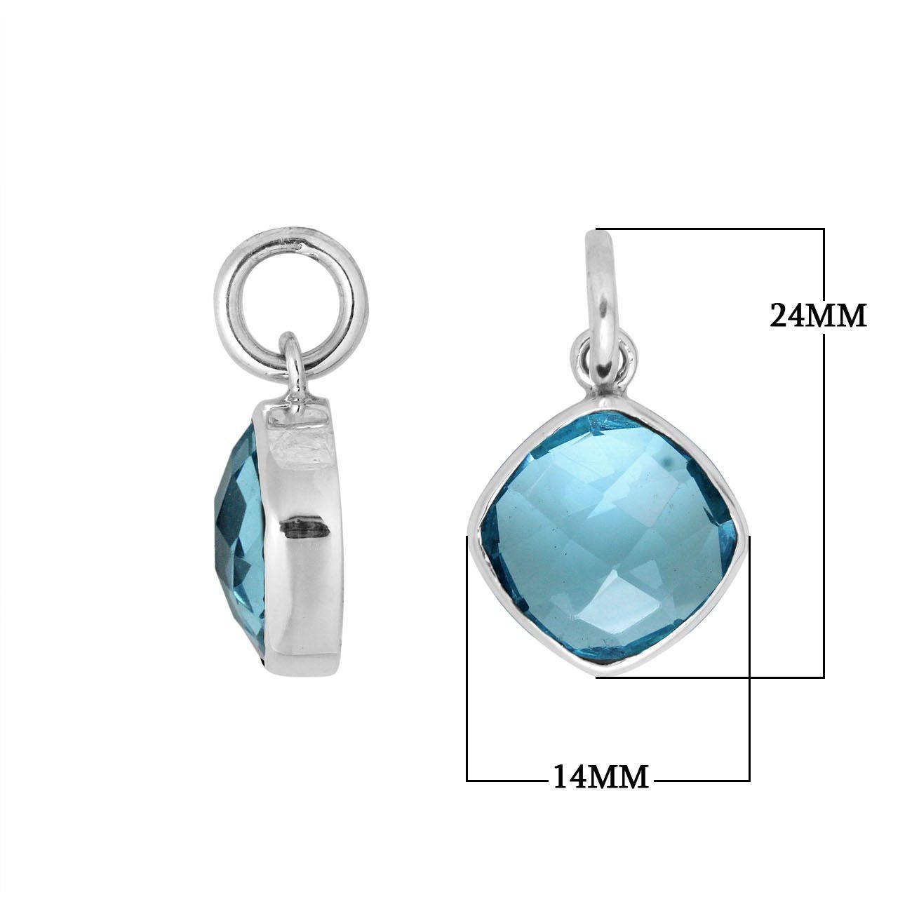 Blue Topaz Quartz 925 silver cushion-cut pendant for bulk jewelry orders