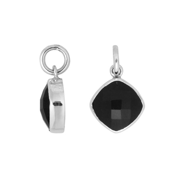 AP-6157-OX Sterling Silver Cushion Shape Pendant With Black Onyx Jewelry Bali Designs Inc 