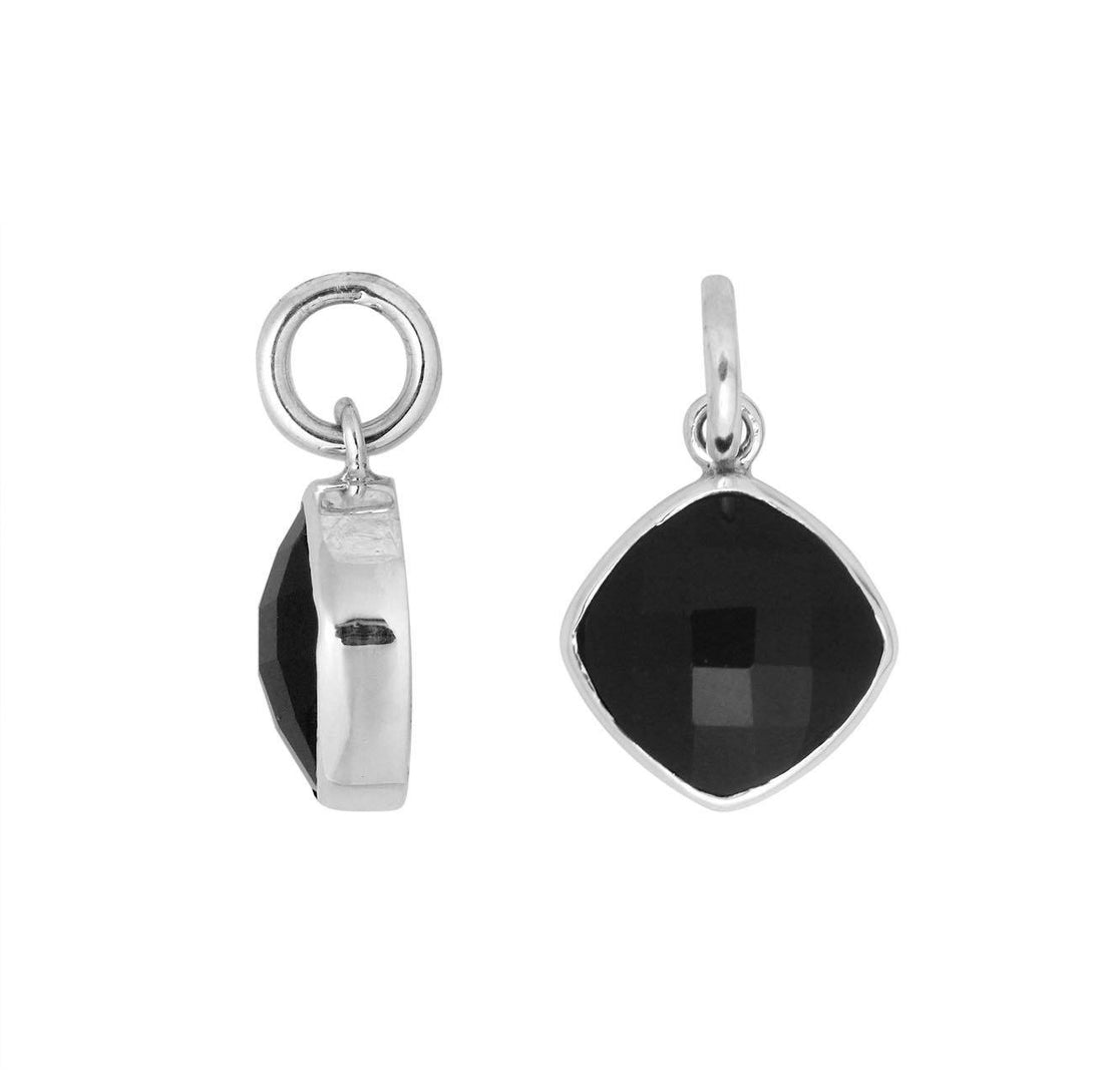 AP-6157-OX Sterling Silver Cushion Shape Pendant With Black Onyx Jewelry Bali Designs Inc 