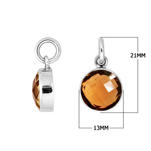 Citrine Quartz 925 silver round-cut pendant for wholesale jewelry orders