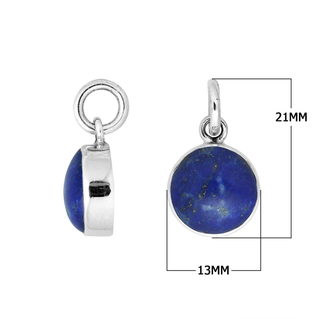 AP-6158-LP Sterling Silver Round Shape Pendant With Lapis Jewelry Bali Designs Inc 