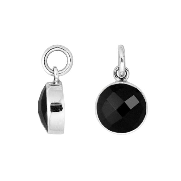 AP-6158-OX Sterling Silver Round Shape Pendant With Black Onyx Jewelry Bali Designs Inc 