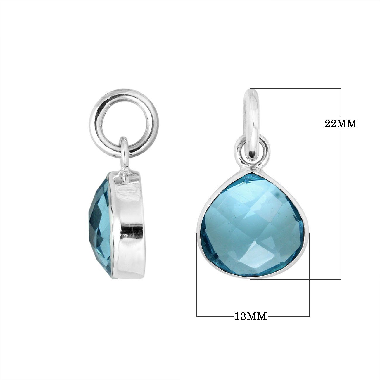 Blue Topaz Quartz 925 silver teardrop-cut pendant for wholesale jewelry orders