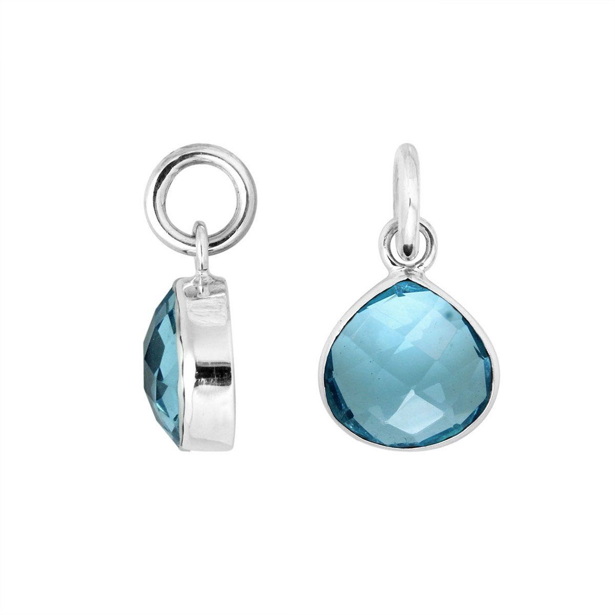 Blue Topaz Quartz 925 silver teardrop-cut pendant for wholesale jewelry orders