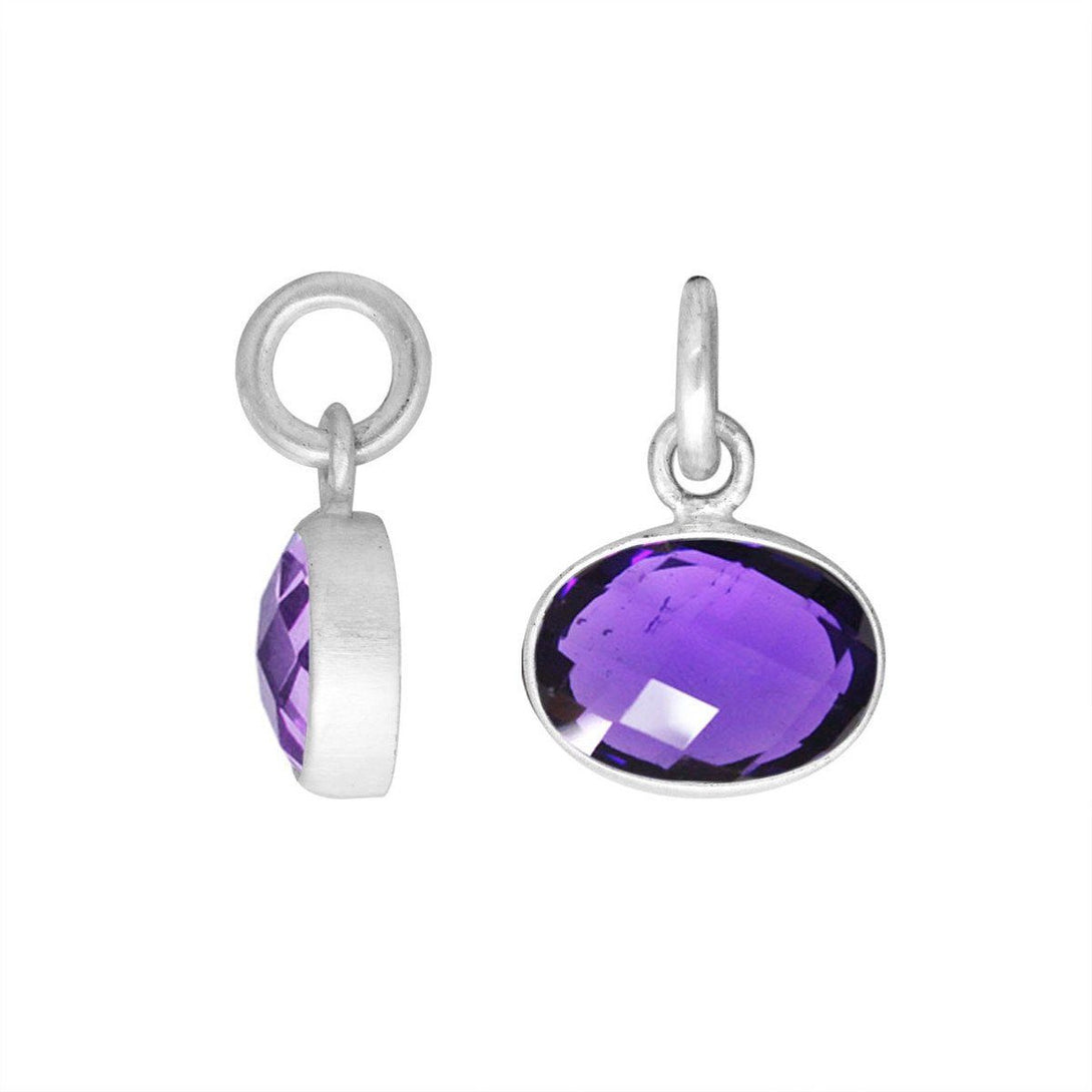 AP-6160-AM Sterling Silver Oval Shape Pendant With Amethyst Q. Jewelry Bali Designs Inc 