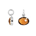Sterling Silver oval pendant charm featuring faceted Citrine Quartz stone