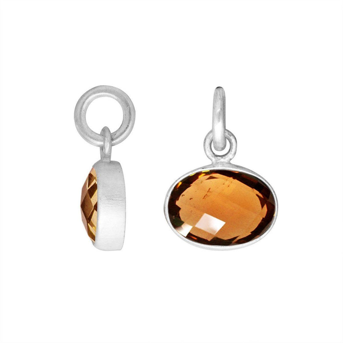 AP-6160-CT Sterling Silver Oval Shape Pendant With Citrine Q. Jewelry Bali Designs Inc 