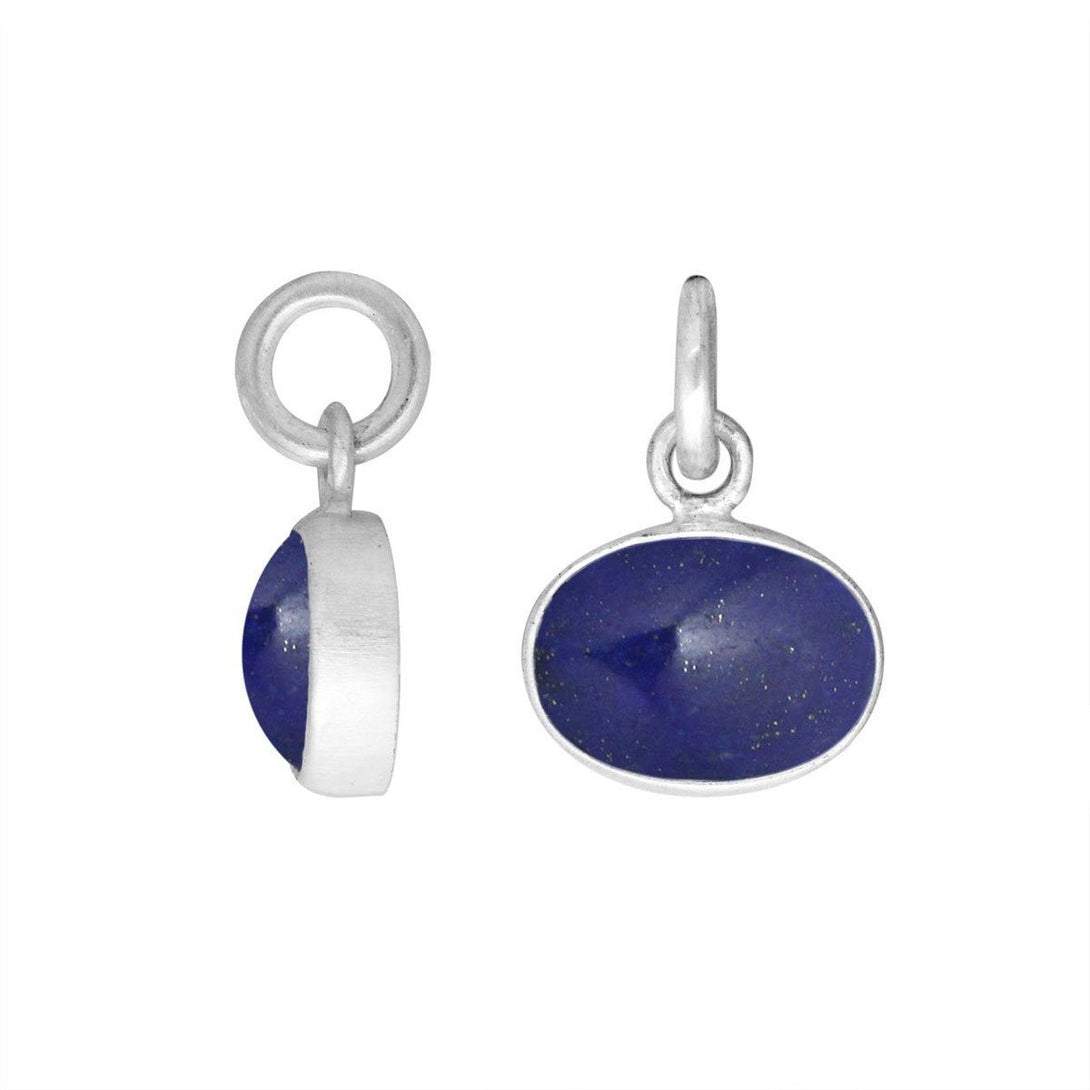 AP-6160-LP Sterling Silver Oval Shape Pendant With Lapis Jewelry Bali Designs Inc 