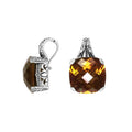 Sterling Silver cushion-cut Citrine Quartz pendant with intricate filigree detailing
