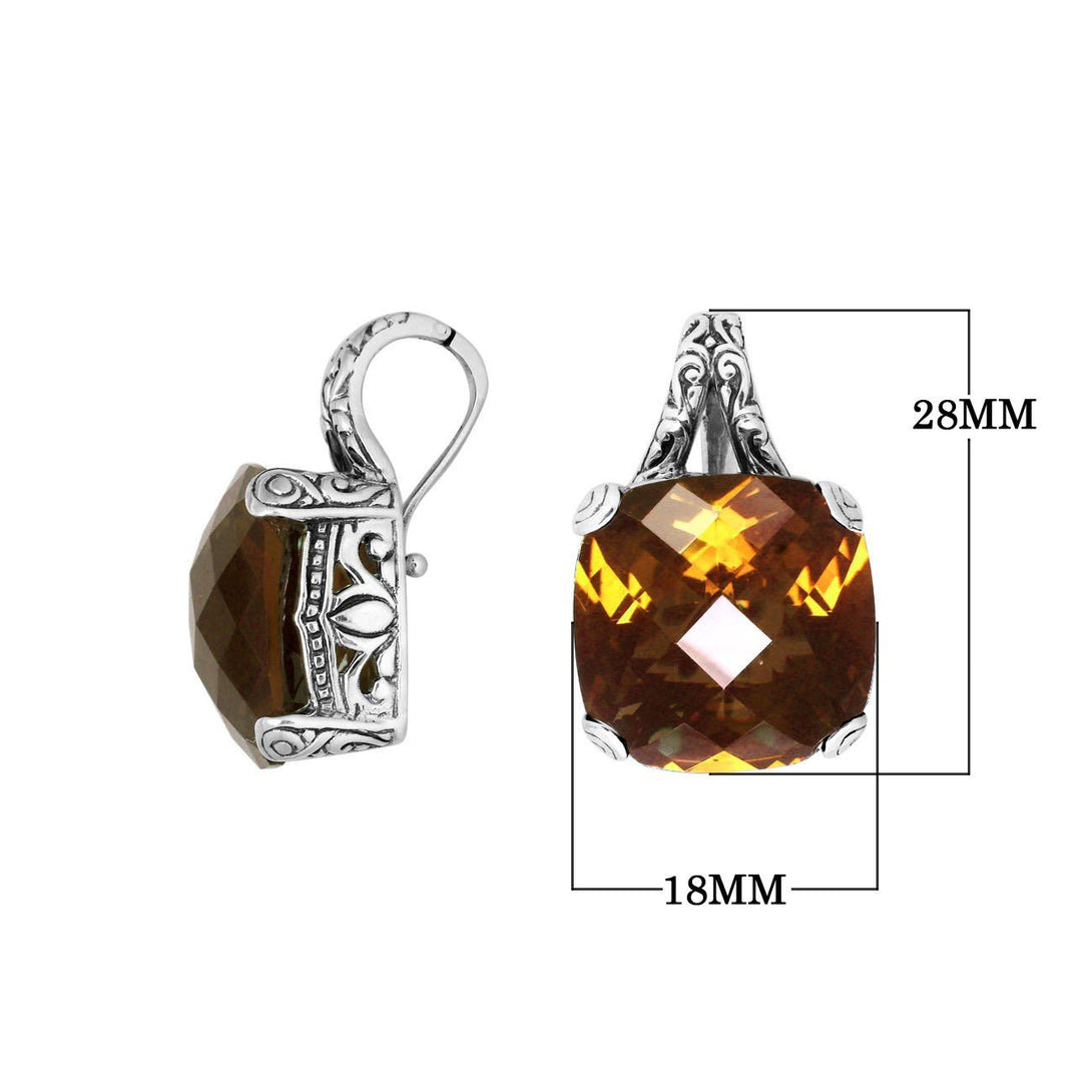 AP-6161-CT Sterling Silver Pendant With Citrine Q. & Enhancer Pendant Bail Jewelry Bali Designs Inc 