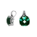 Sterling Silver cushion-cut Green Quartz pendant with intricate filigree design