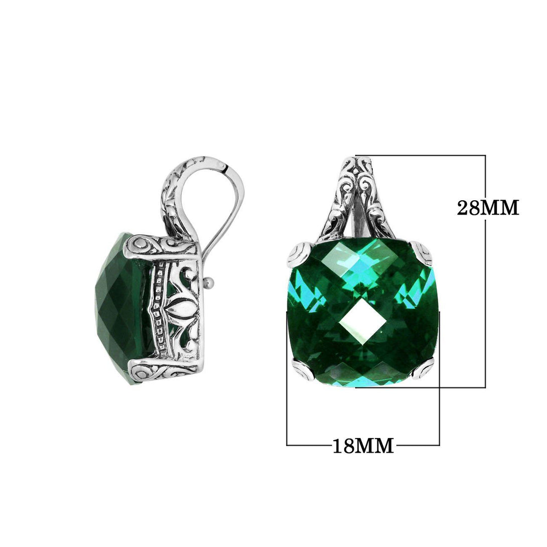 AP-6161-GQ Sterling Silver Pendant With Green Quartz & Enhancer Pendant Bail Jewelry Bali Designs Inc 