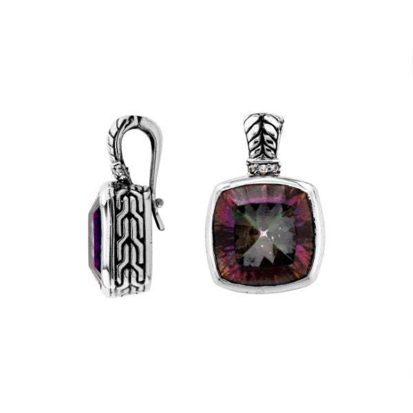 AP-6162-MT Sterling Silver Pendant With Mystic Quartz & Enhancer Pendant Bail Jewelry Bali Designs Inc 