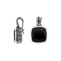Sterling Silver pendant with cushion-cut Black Onyx and Cubic Zirconia accents