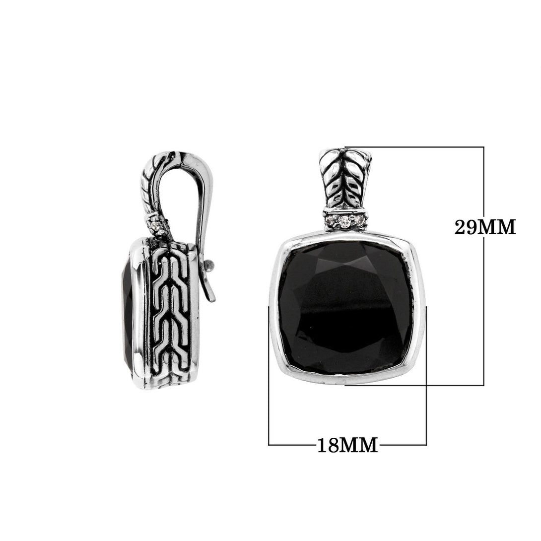 AP-6162-OX Sterling Silver Pendant With Black Onyx & Enhancer Pendant Bail Jewelry Bali Designs Inc 