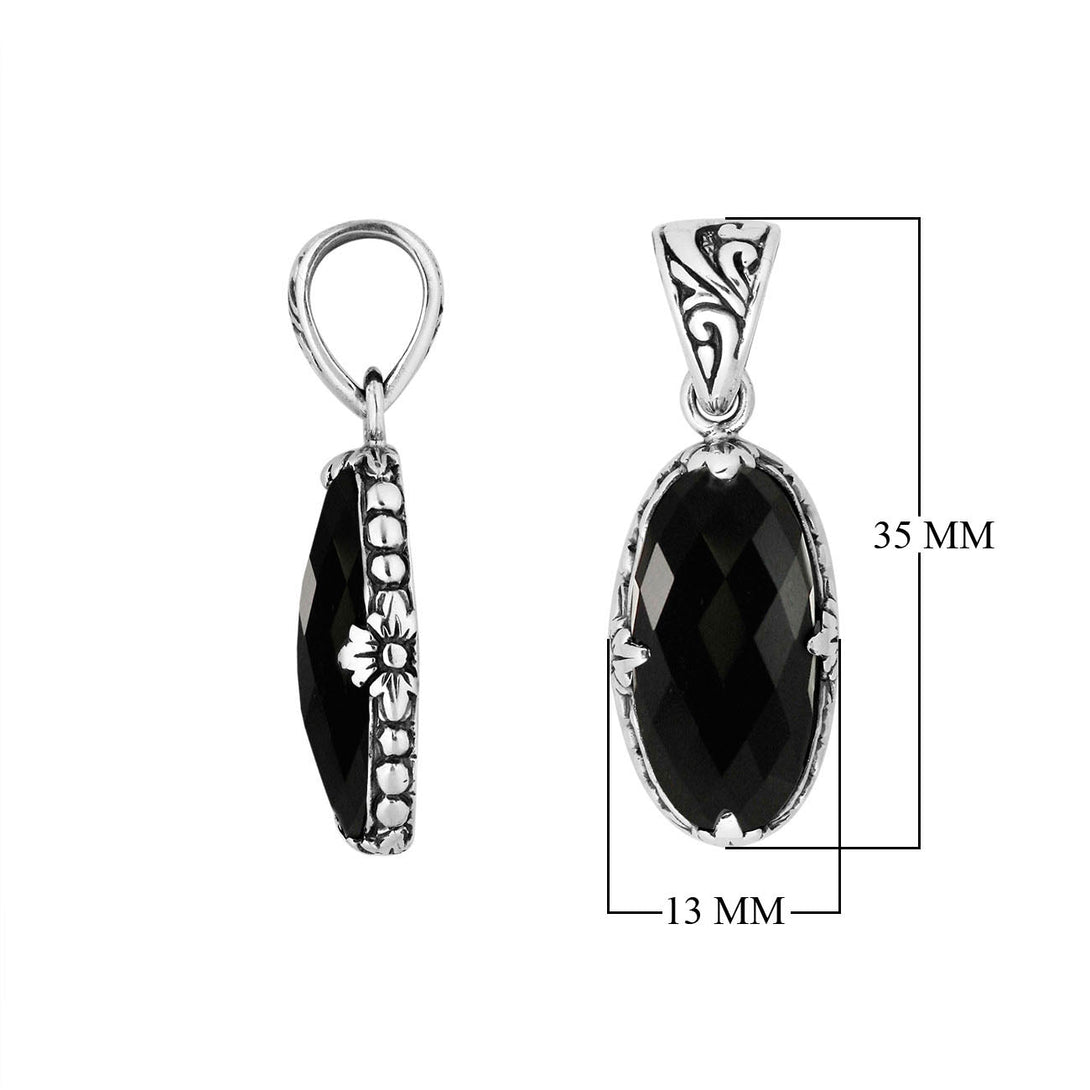 AP-6164-OX Sterling Silver Pendant With Onyx Jewelry Bali Designs Inc 