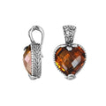 Citrine Quartz 925 Silver Heart-Shaped Pendant With Floral Bali Design For Wholesale Jewelry Orders
