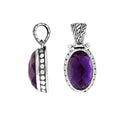 Amethyst Quartz 925 Silver Oval Pendant With Antique Bali Design For Wholesale Jewelry Orders