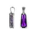 Amethyst Quartz 925 Silver Tapered Pendant With Floral Bali Design For Wholesale Jewelry Orders