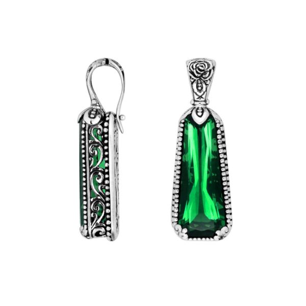 AP-6169-GQ Sterling Silver Pendant With Green Quartz & Enhancer Pendant Bail Jewelry Bali Designs Inc 