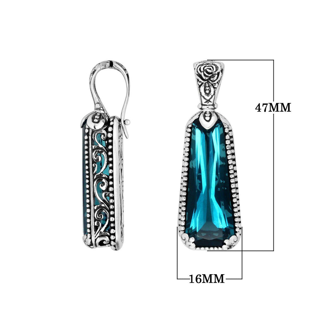 AP-6169-LBT Sterling Silver Pendant With London Blue Topaz Q. & Enhancer Pendant Bail Jewelry Bali Designs Inc 