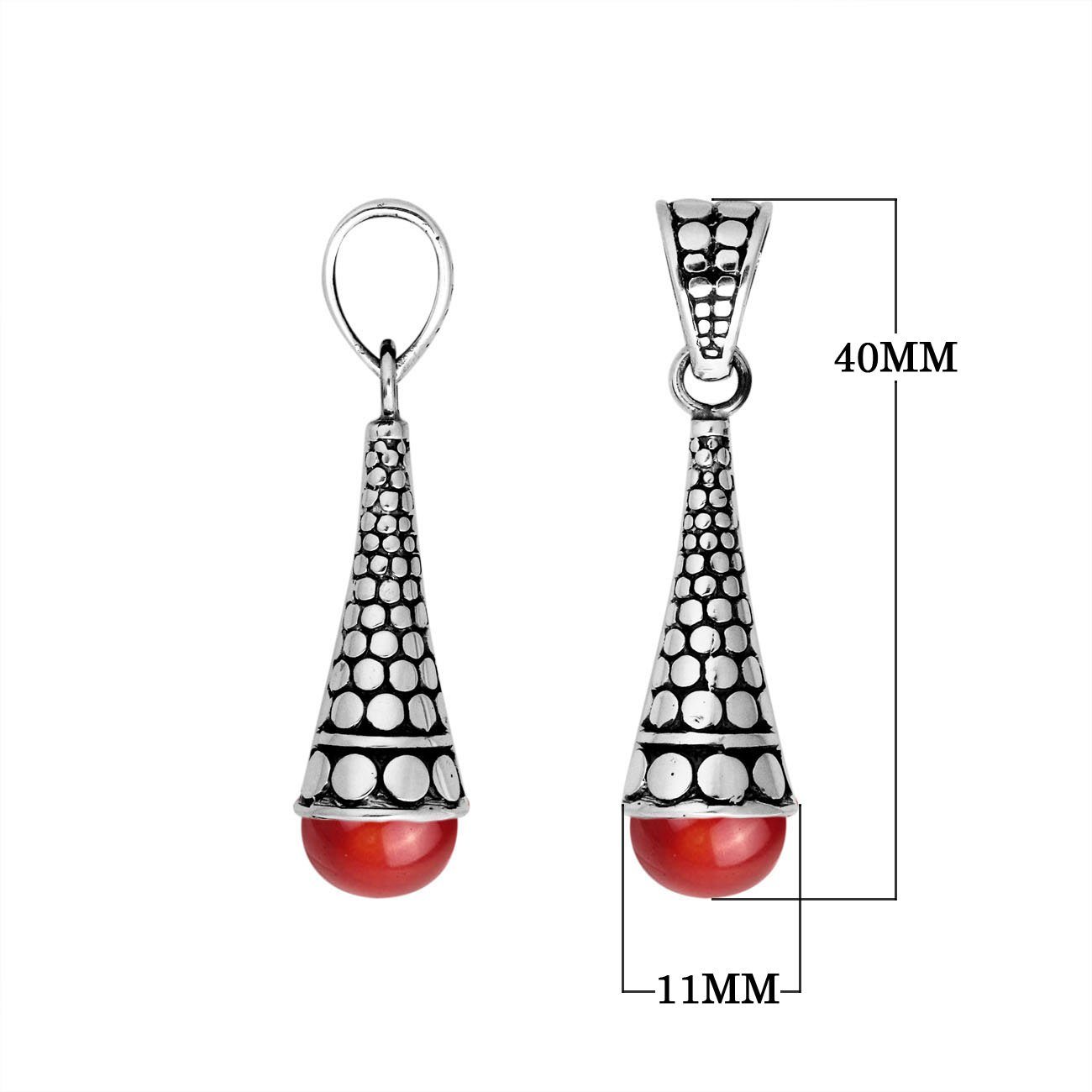 AP-6170-CR Sterling Silver Pendant With Coral Jewelry Bali Designs Inc 