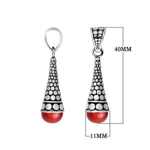 AP-6170-CR Sterling Silver Pendant With Coral Jewelry Bali Designs Inc 