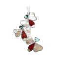 Abalone Shell, Coral, And Mother Of Pearl 925 Silver Triple Butterfly Pendant For Wholesale