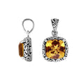 925 Sterling Silver Citrine Quartz Cushion Shape Filigree Pendant For Wholesale