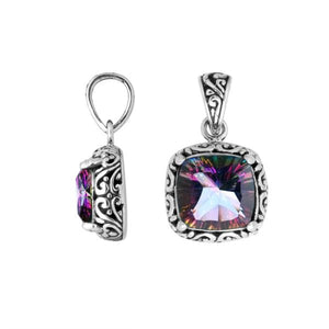 925 Sterling Silver Mystic Quartz Cushion Shape Filigree Pendant For Wholesale