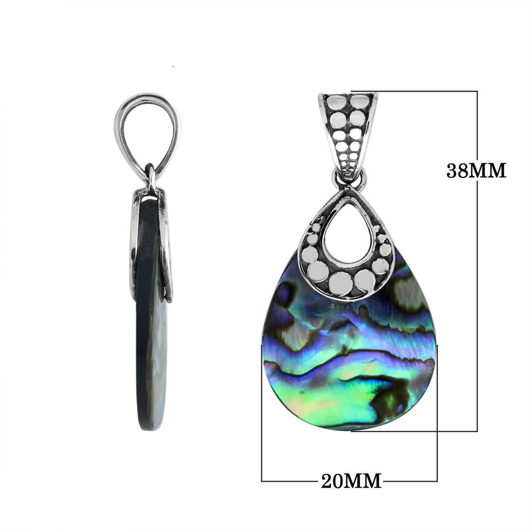 AP-6184-AB Sterling Silver Pears Shape Pendant With Abalone Jewelry Bali Designs Inc 