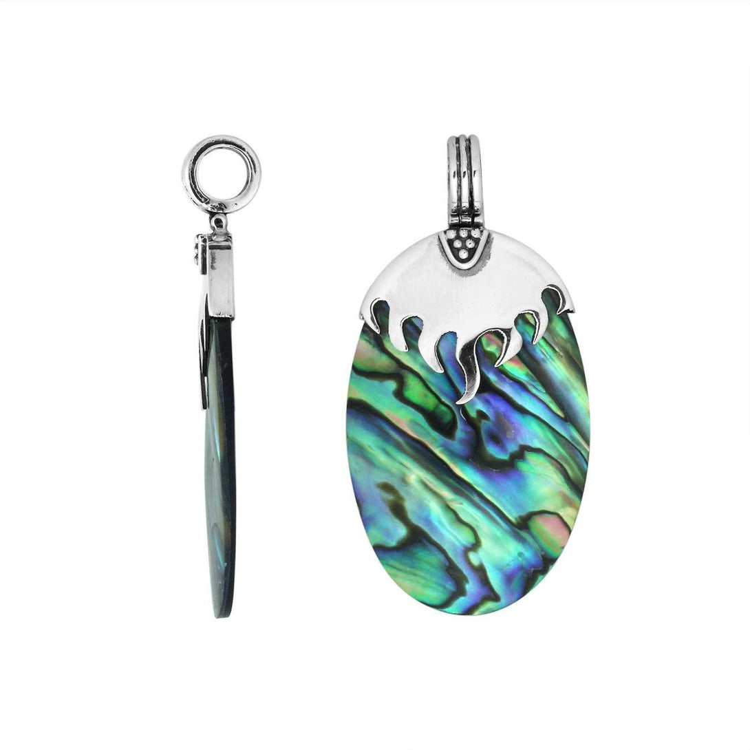 AP-6185-AB Sterling Silver Fancy Shape Pendant With Abalone Shell Jewelry Bali Designs Inc 
