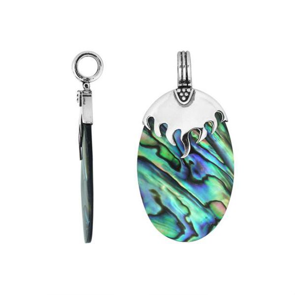 AP-6185-AB Sterling Silver Fancy Shape Pendant With Abalone Shell Jewelry Bali Designs Inc 