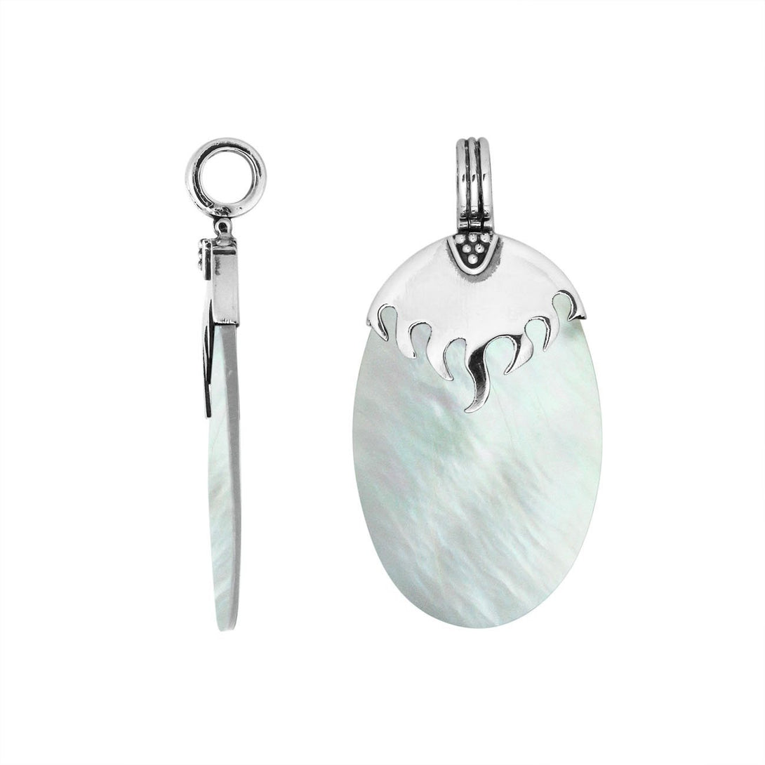 AP-6185-MOP Sterling Silver Fancy Shape Pendant With Mother Of Pearl Jewelry Bali Designs Inc 